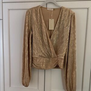 Ramy Brook Gold Shimmer Blouse XS NWT